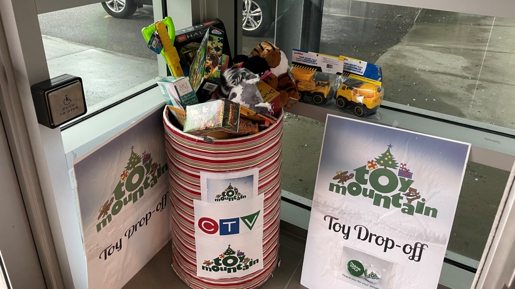 CTV Barrie's front lobby toy bin is full again! Time to send these donations to Simcoe Muskoka Family Connexions and make room for more.