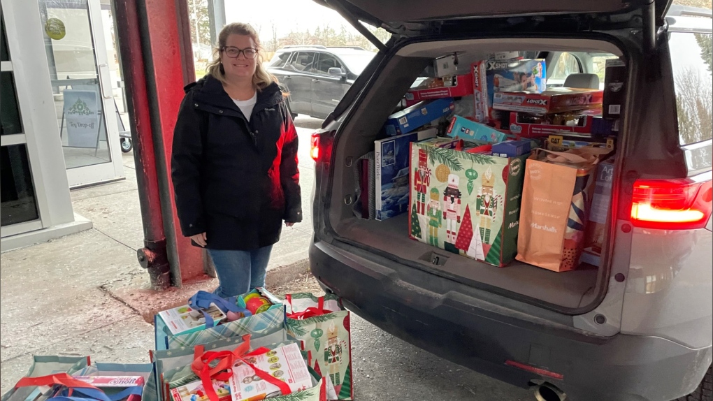 For the 10th year in a row, Megan Forsythe dropped by the Barrie station to donate several bags of toys for CTV's Toy Mountain.