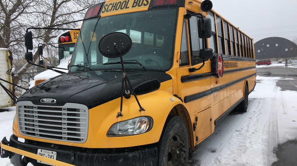 A school bus is seen in Barrie, Ont. on Wednesday, Nov. 28, 2018 (CTV News/KC Colby)
