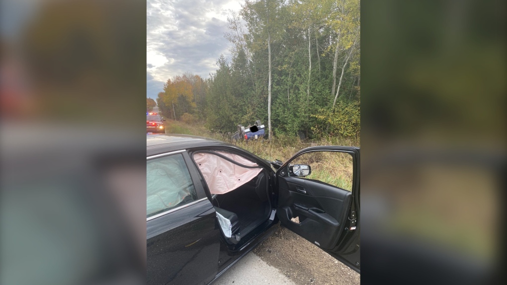 The Clearview Fire Department responded to a two-vehicle collision on Grey Rd. 63 at 10th Con. Sun. Oct. 10, 2021 (Twitter: @CFES_FireChief)