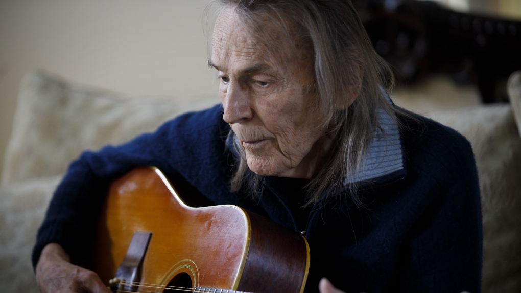 Canadian musician Gordon Lightfoot strums his guitar in his Toronto home on Thursday, April 25, 2019. THE CANADIAN PRESS/Cole Burston 