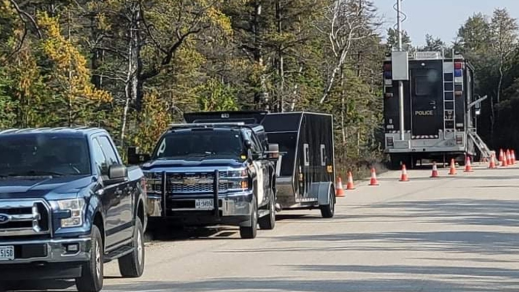 Provincial police investigate the death of a woman in Northern Bruce Peninsula on Tues., Oct. 12, 2021 (Viewer photo)