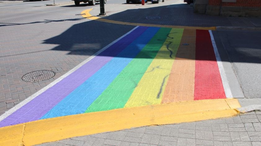 Pride crosswalk in Orangeville defaced (Courtesy: Dufferin OPP)