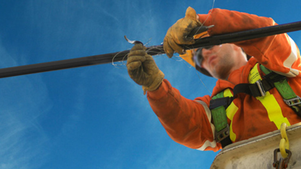 A lineman works on power line in this file photo. (CTV NEWS/BARRIE)