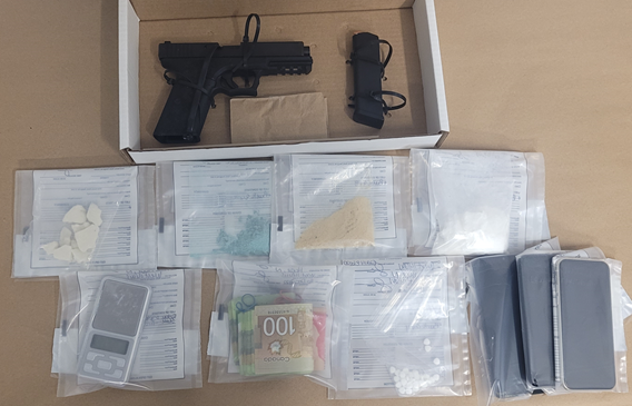  Police in Huntsville have laid numerous charges after recovering a loaded firearm and drugs from a stolen vehicle that ended up in a ditch.