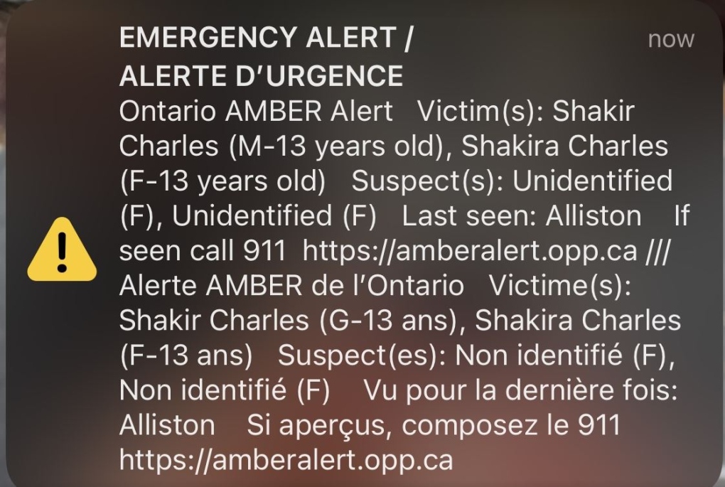 An amber alert was issued shortly after 9 p.m. on Fri., Dec. 9, 2022. (CTV News)