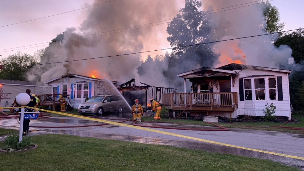A fire in Severn Township damaged two homes Tuesday evening. (Provided/Connor Earl)