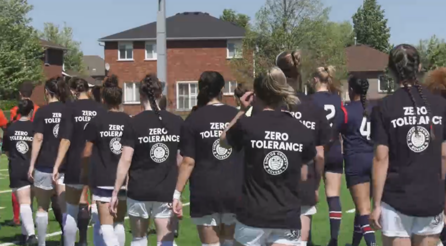 The Simcoe County Rovers took to the field for the team's first game on Sat. June 18, 2022 since a player was allegedly racially abused (Dana Roberts/CTV News Barrie)  