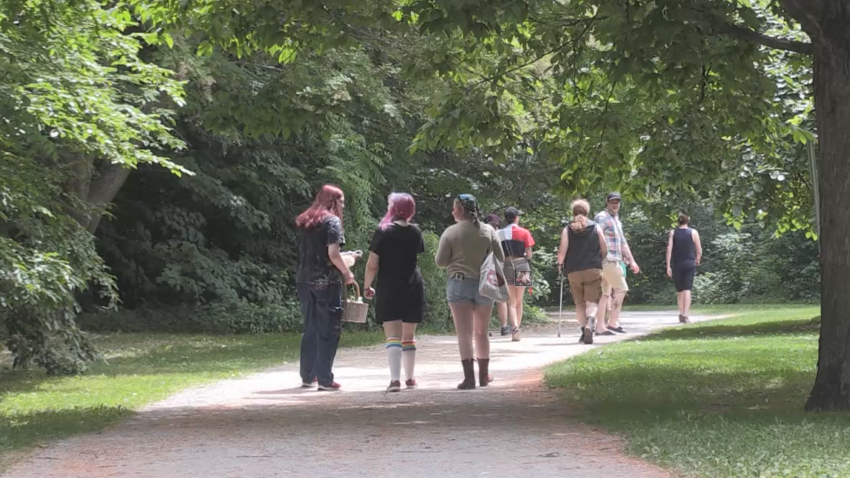Members from Barrie Pride gathered for a Rainbow Walk in Sunnidale Park on Sun. June 26, 2022 (Amanda Hicks/CTV News Barrie) 