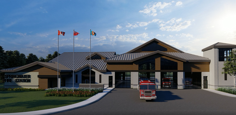 Rendering of what the new Fire Station 2 in Midhurst, Ont. could look like. (SUBMITTED BY SPRINGWATER TWP/MASRI O ARCHITECTS)