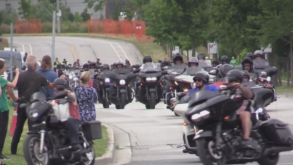 Hells Angels procession makes its way through Newmarket