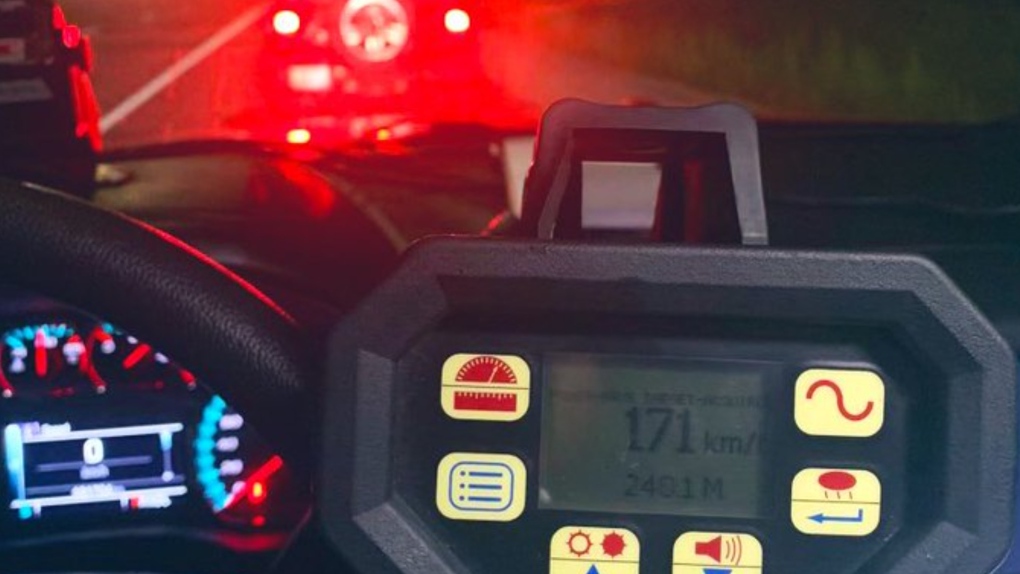 Provincial police say a 16-year-old G2 driver was stopped for travelling 171km/h along Highway 400 on Thurs., July 28, 2022. (OPP/Twitter)