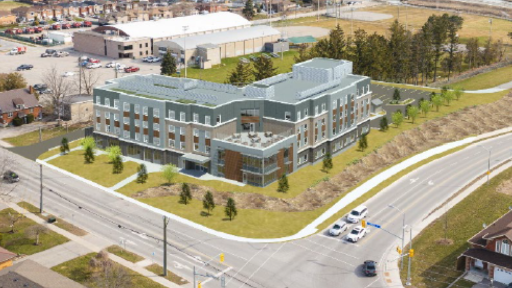 The County of Simcoe will develop a new affordable housing building in Bradford West Gwillimbury, Ont., with construction expected to begin summer 2022. (Rendering courtesy of County of Simcoe)