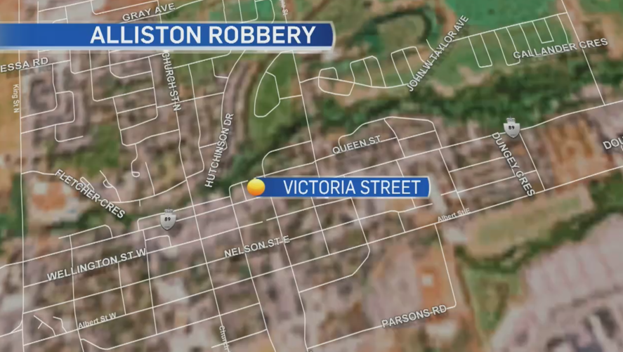 Police say one person has been arrested after a robbery in Alliston on Fri. July 8, 2022. 