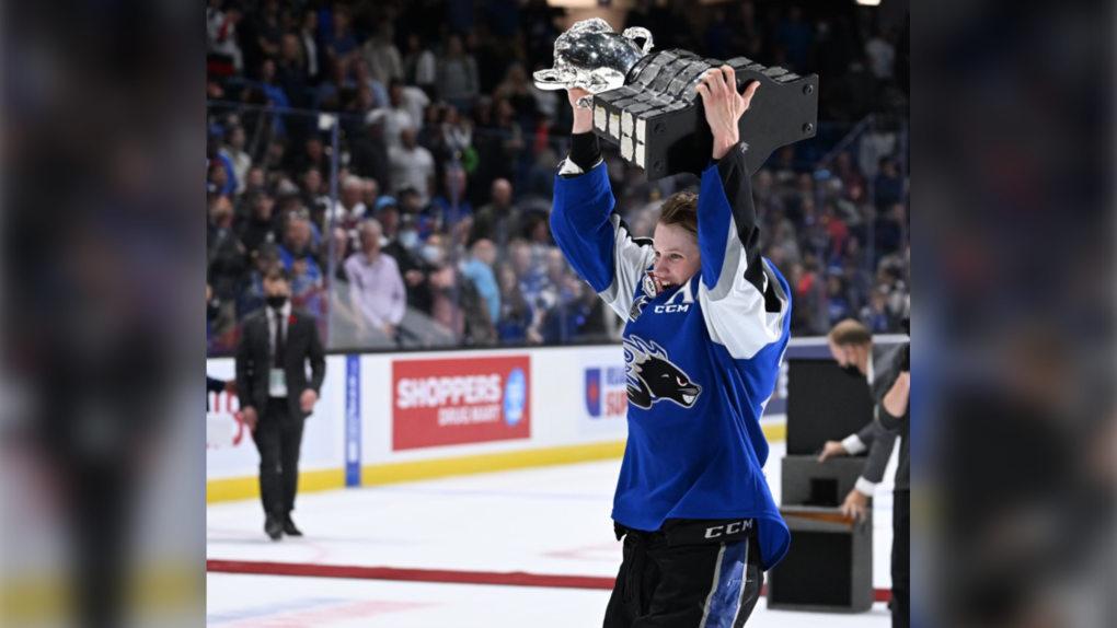 Philippe Daoust brings home the Memorial Cup to Barrie, Aug. 13, 2022 (SUBMITTED PHOTO)