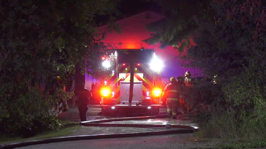 No injuries were reported after a fire in two sheds in Springwater on Sat. Sept. 10, 2022 (Chris Garry/CTV News Barrie) 
