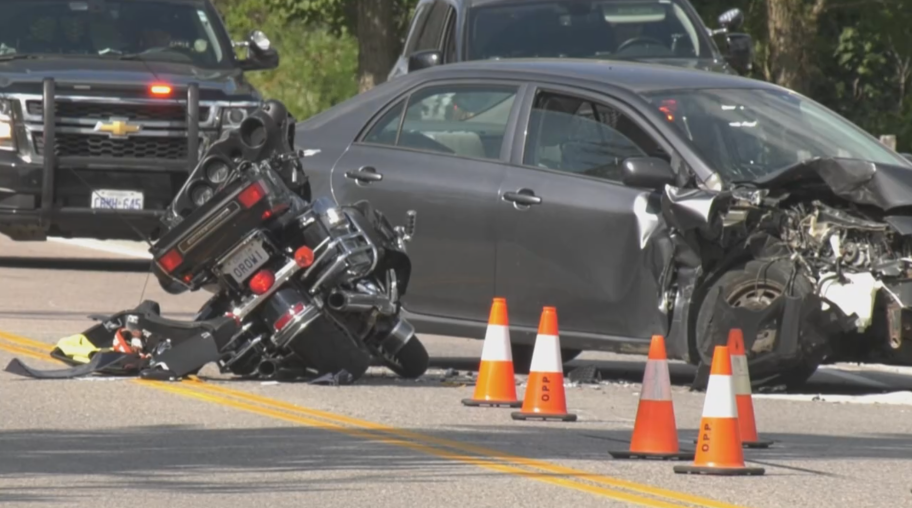 One person was airlifted to a Toronto-area hospital after a two-vehicle collision in Waverley on Sat. Sept. 10, 2022 (Steve Mansbridge/CTV News Barrie) 