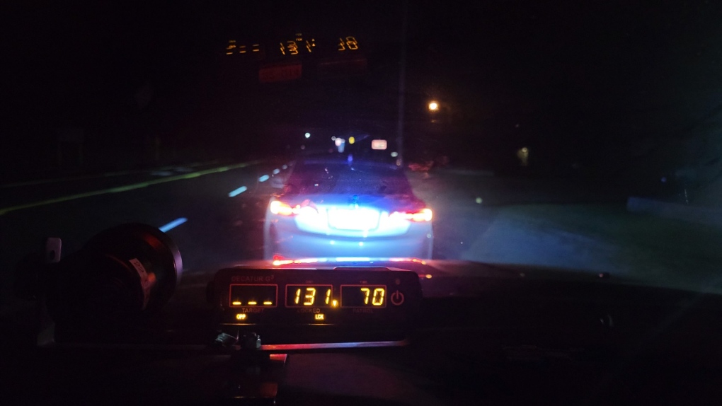 Police in Springwater Township, Ont., clocked a driver speeding 131 km/h in a posted 70 zone on Sat., Sept. 24, 2022 (OPP_CR/Twitter)