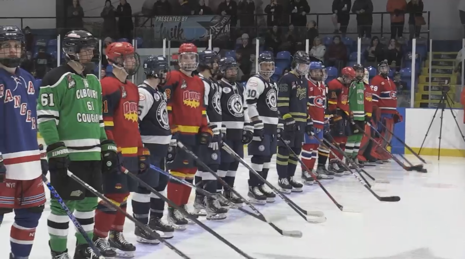 OJHL players past and present were in Collingwood for the first day of a two-day event on Fri. Jan. 13, 2022 (Steve Mansbridge/CTV News Barrie) 