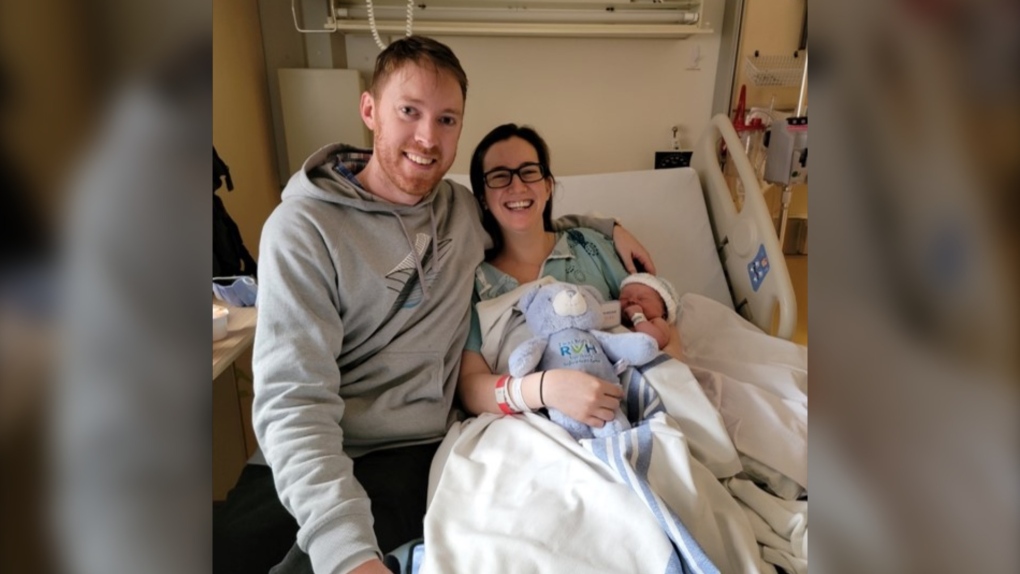 First-time parents Danielle Doyle and Simon Hall welcome their baby boy and the first baby of 2023, Wesley, born Jan. 1, 2022, at 1:59 a.m. at Royal Victoria Regional Health Centre in Barrie. (Provided/RVH)