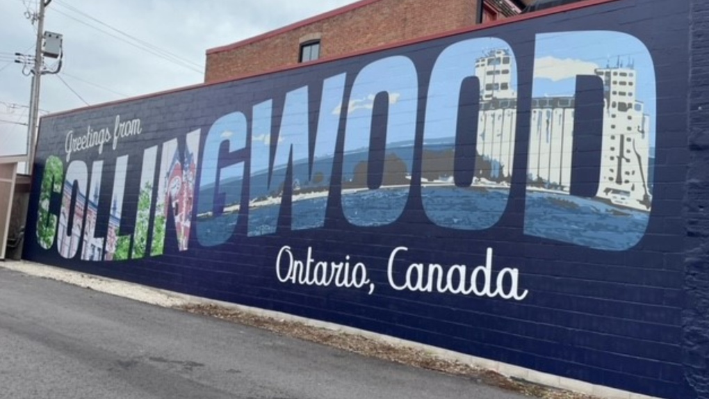 Collingwood Ont.'s downtown decorated with new postcard mural | CTV News