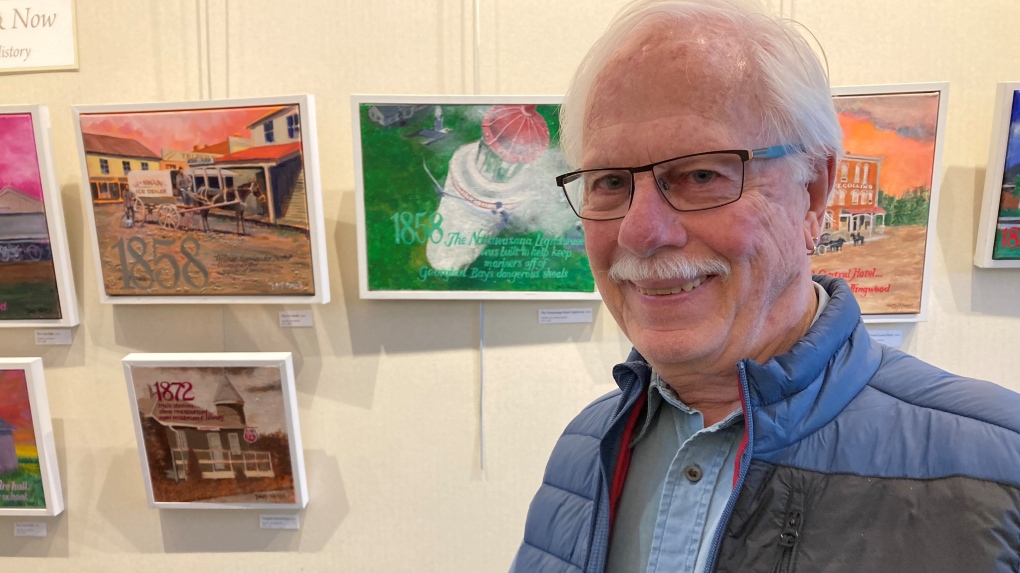 Retired art director and painter David Warren curated the 'Collingwood Then & Now' art exhibit. (CTV News/KC Colby)