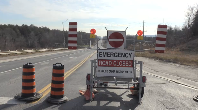 A road closure where the crash took place on Airport road, taken on Sun., Nov. 26 (Steve Mansbridge/CTV News). 