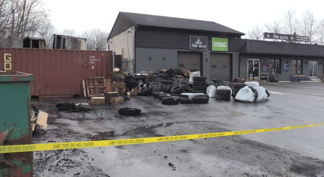 A photo of the Tire Guys after a fire on Sun., Nov. 26 (Steve Mansbridge/CTV News). 