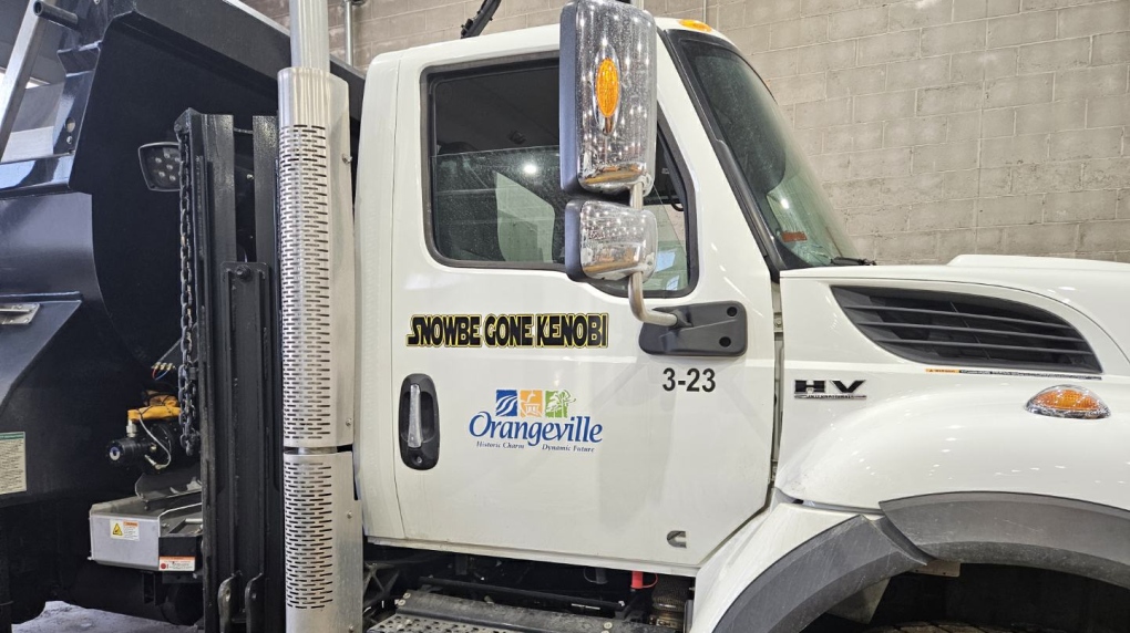 The Town of Orangeville's new 2023 International Workstar snow plow has been named. (Source: Town of Orangeville)