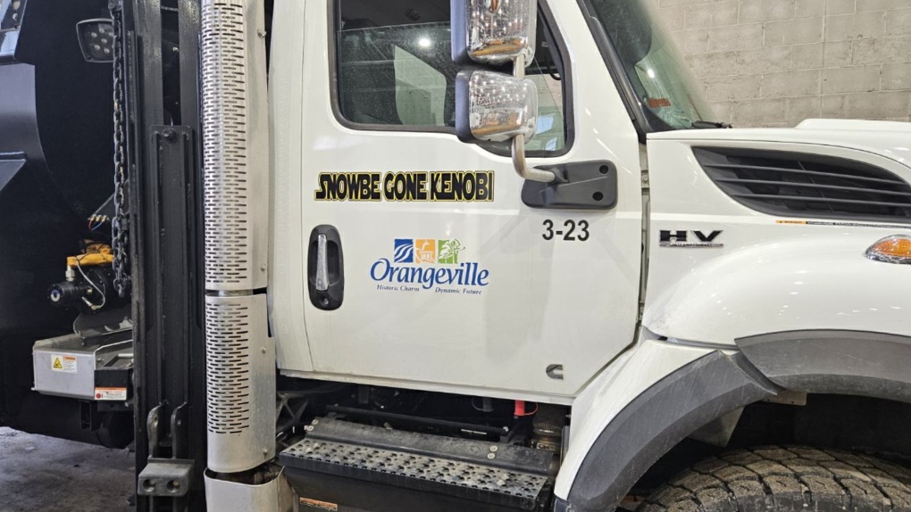 Orangeville's new snowplow has a new name: and it's not Betty White-Out. 