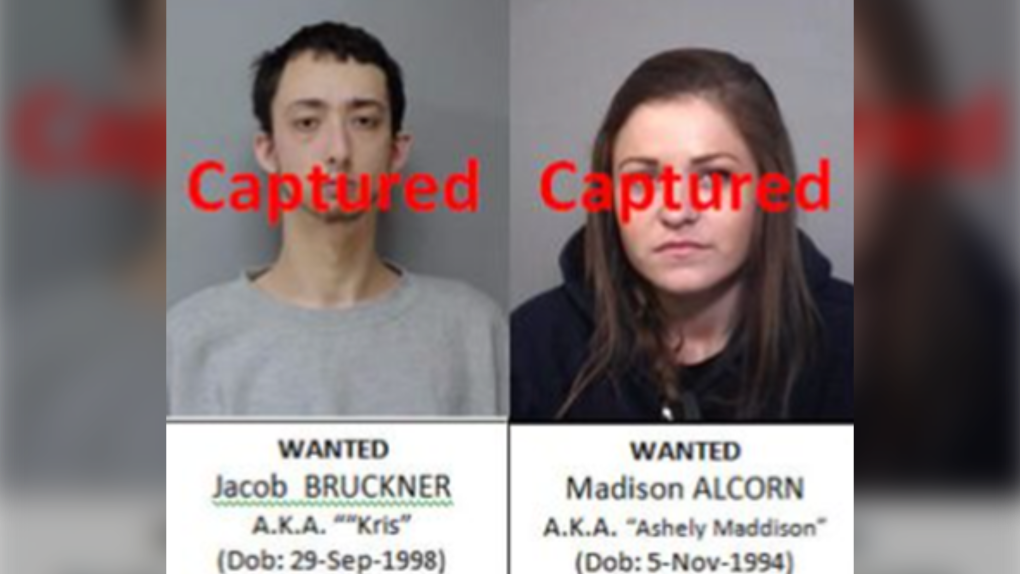 Jacob Bruckner and Madison Alcorn were captured in Barrie. Feb. 6, 2023 (Source: Rama Police Service)