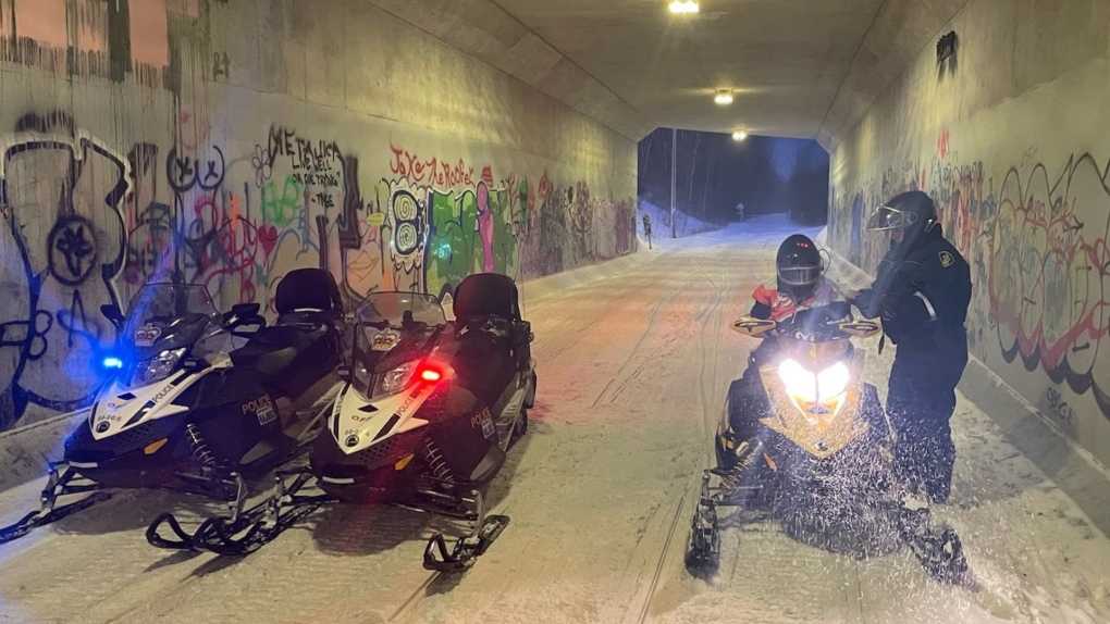 Snowmobile riders in North Simcoe were paused by OPP to ensure their trail riding permits and machines were in good order. Feb. 4, 2023 (Source: OPP)