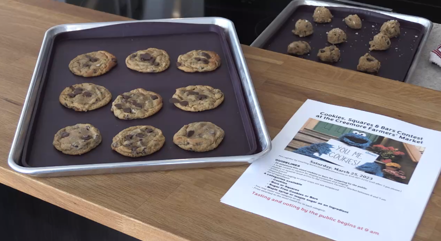 A photo of a baking sheet with some ready-made cookies, taken on Fri., March 10 (Jonathan Guignard/CTV News). 
