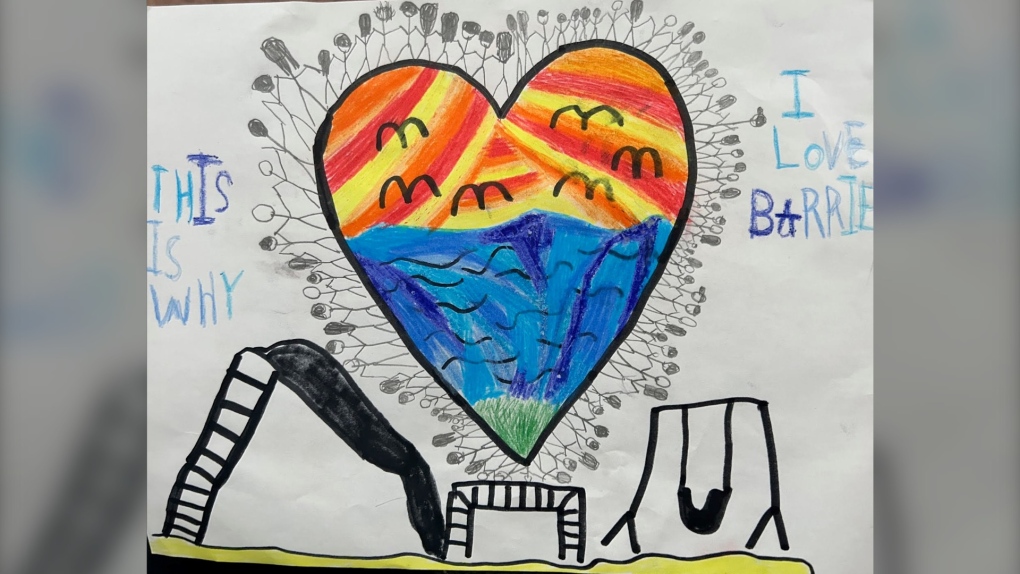The I Love Barrie artwork winner was Layla Maxwell in Grade 4 of Sister Catherine Donnelly Catholic School. March 14, 2023 (Source: City of Barrie)