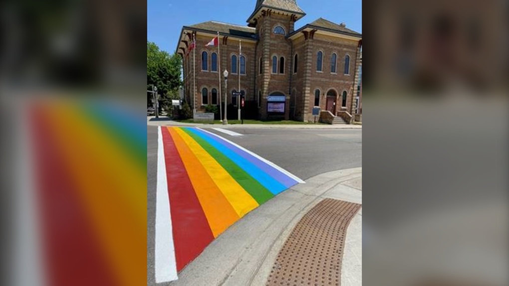 The Town of Shelburne installed a Pride crosswalk in its downtown Tuesday, May 30, 2023, to coincide with Pride month – June. (Provided/Town of Shelburne)