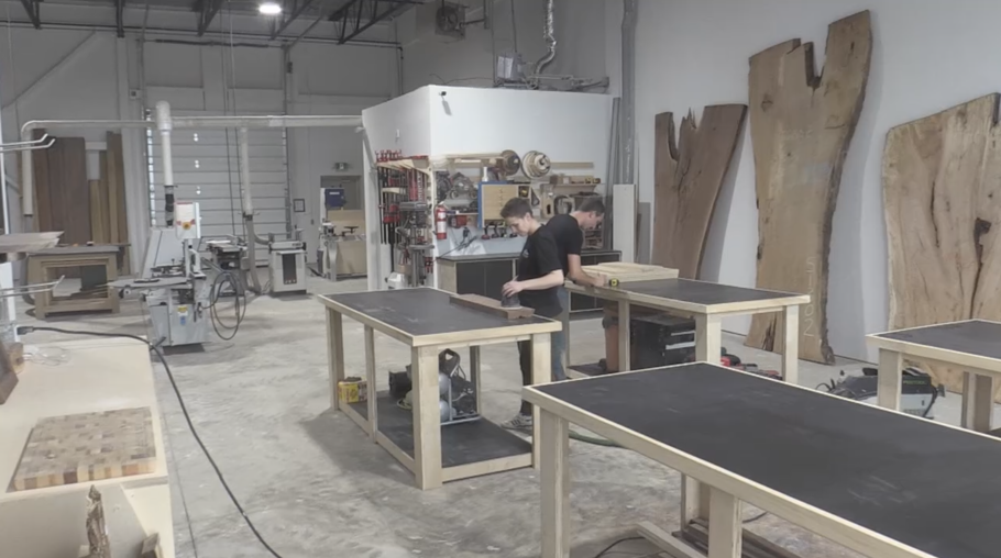 Two people use the facilities at Barrie's new Framework Studios, a community woodworking studios on Wed. May 3, 2023 (Steve Mansbridge/CTV News Barrie). 