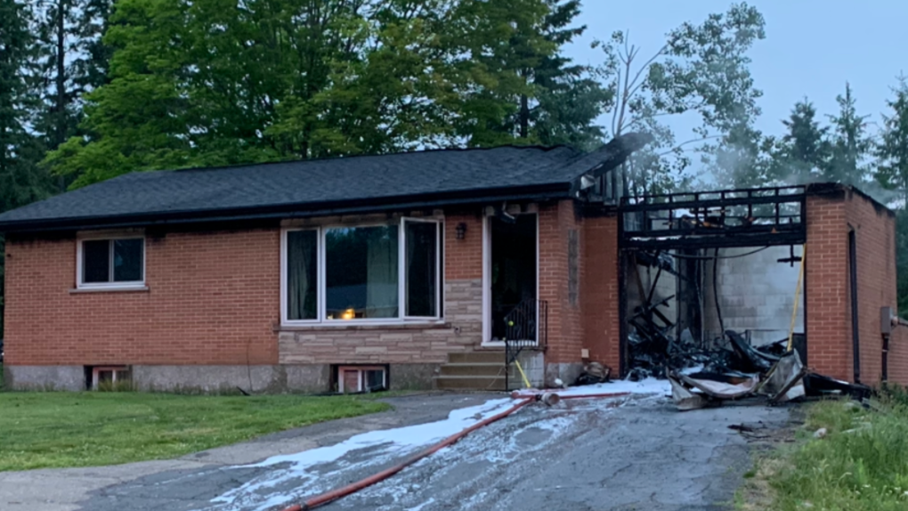 Crews attend a house fire on Manitoba Street in Bracebridge, Ont., on Thurs., June 8, 2023. (Courtesy: Bracebridge Deputy Fire Chief Michael Peake)