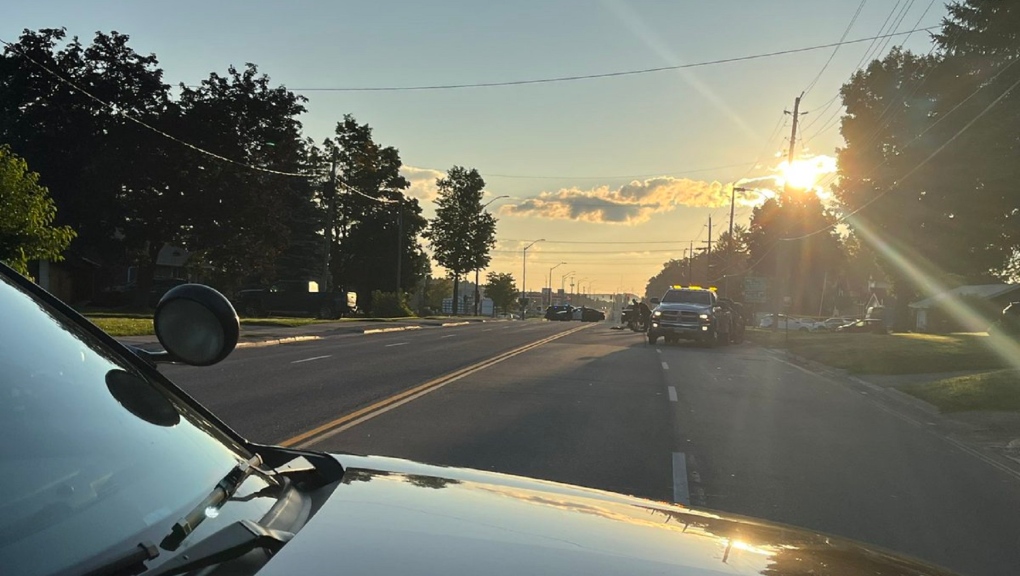 A motor vehicle crash in Shelburne, Ont., on Monday, Aug. 28, sent two people to a local trauma centre. (Courtesy/Dufferin OPP)