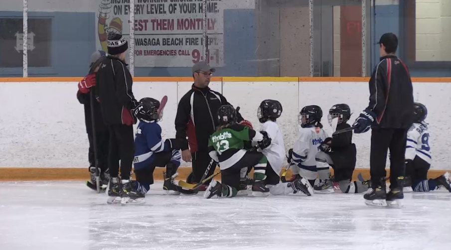 Children participating in a hockey and figure skating camp in Wasaga Beach on Tues. Aug. 29, 2023 (Rowan Fleary/CTV News Barrie). 