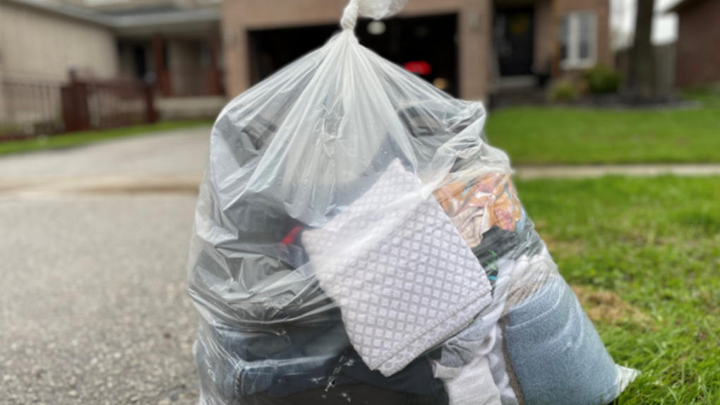 A bag of textiles ready for pick up in Barrie Sept. 11 to 15, 2023. (Source: City of Barrie)