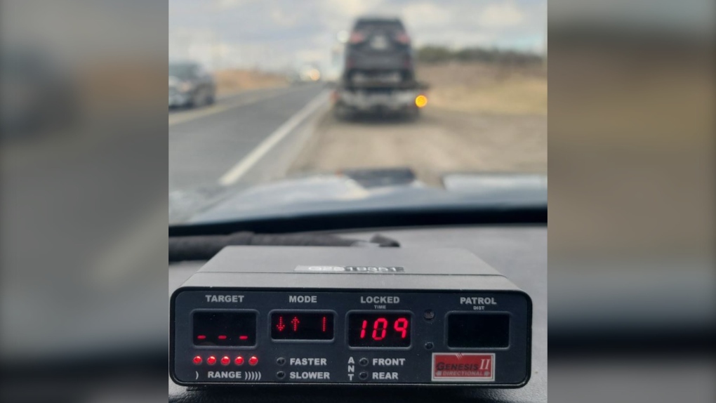 18-year-old driver charged with stunt driving after going 109 km/h in 60 km/h construction zone. (X/South Simcoe Police)
