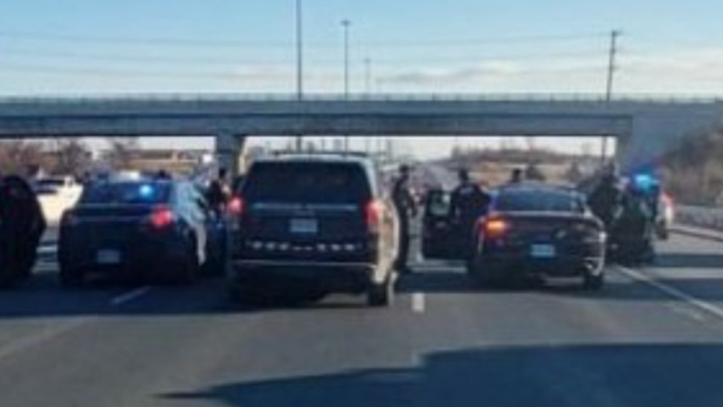 Police set up roadblock on Hwy 400