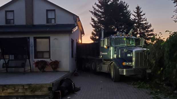 Caledon truck into house
