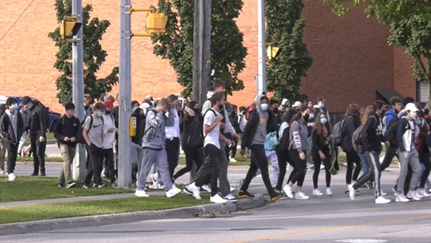 High School students crowding